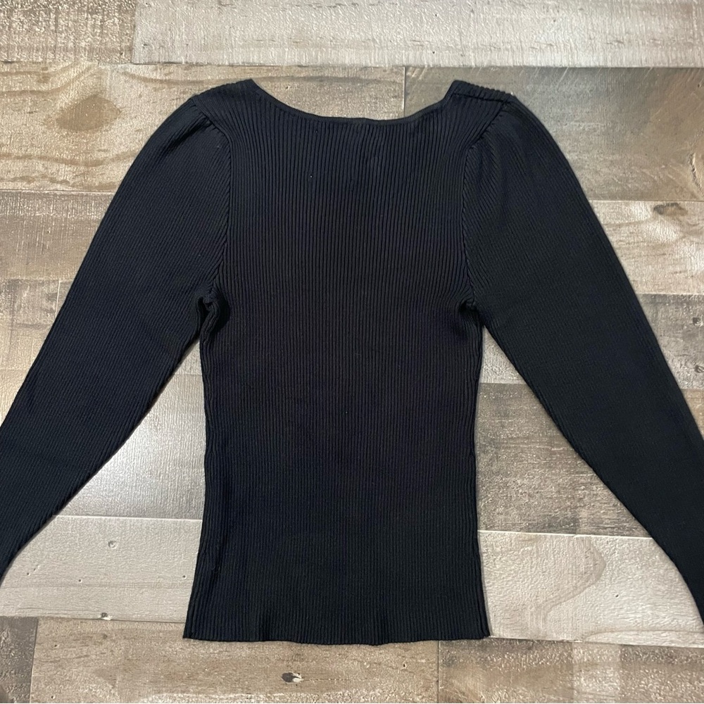Abercrombie & Fitch Ribbed Sweater Cropped Scoop Neck Fitted Women’s S Black - Picture 5 of 8
